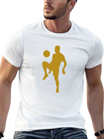 Camiseta Hombre Negra con Diseño Fútbol Dorado