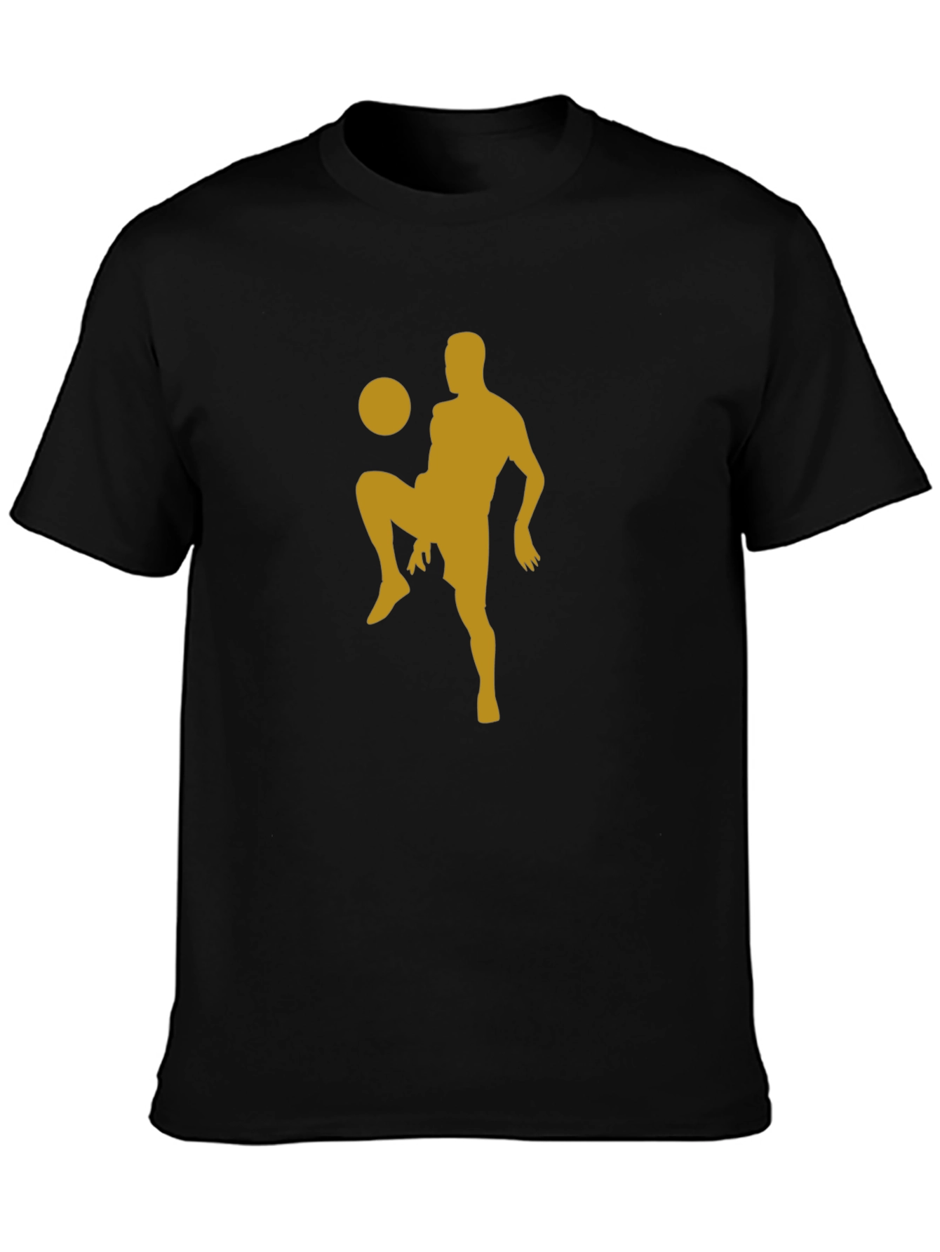 Camiseta Hombre Negra con Diseño Fútbol Dorado