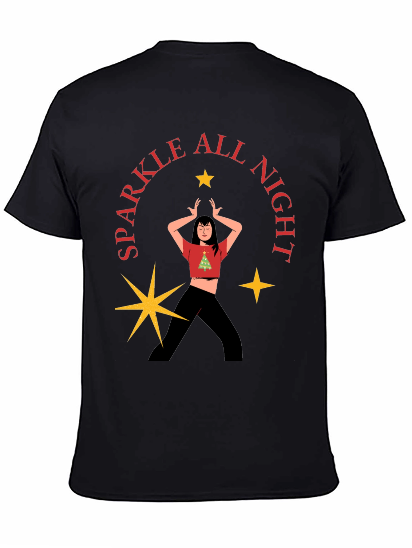 Camiseta Negra Festiva Sparkle All Night