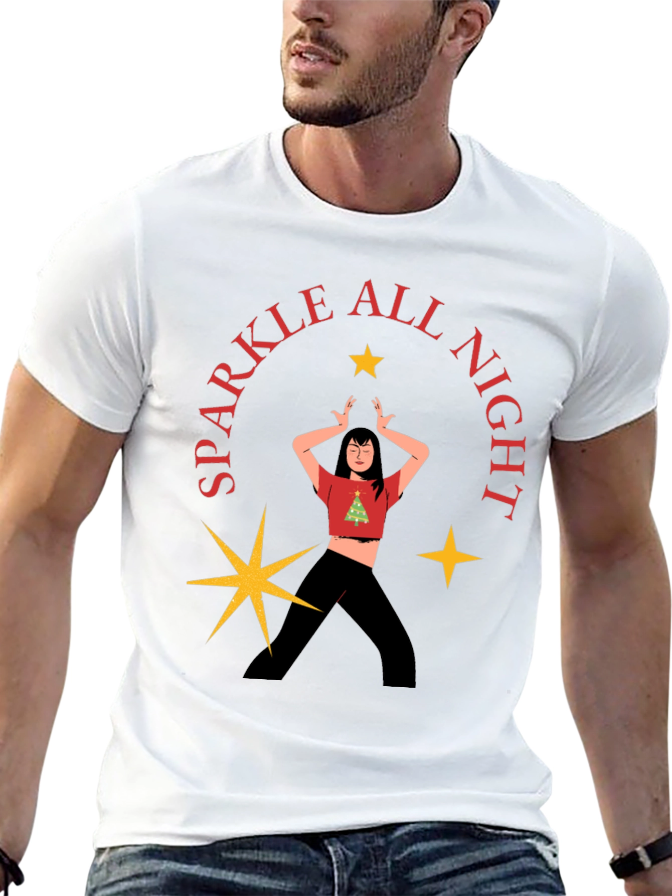 Camiseta Negra Festiva Sparkle All Night