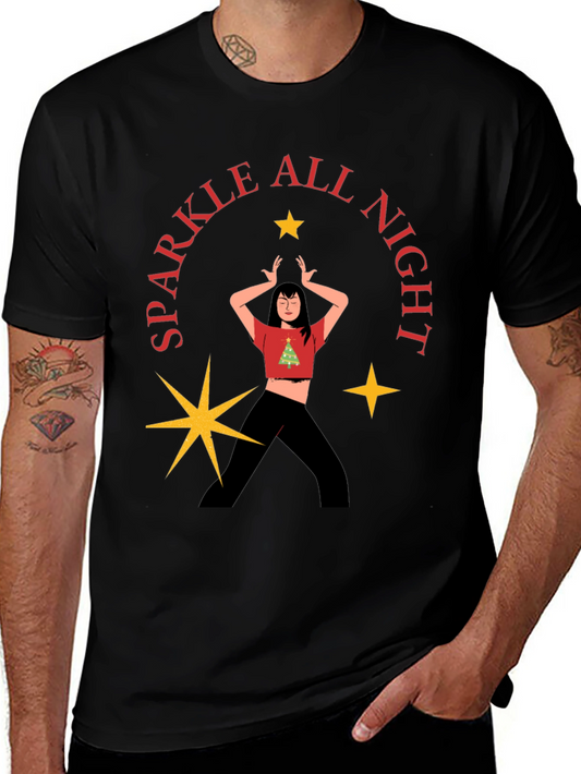 Camiseta Negra Festiva Sparkle All Night