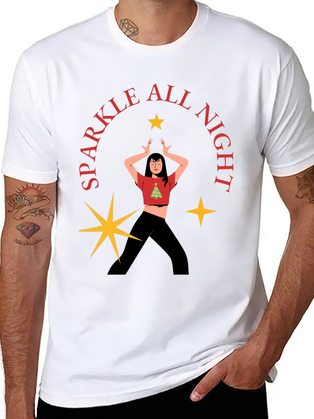 Camiseta Negra Festiva Sparkle All Night