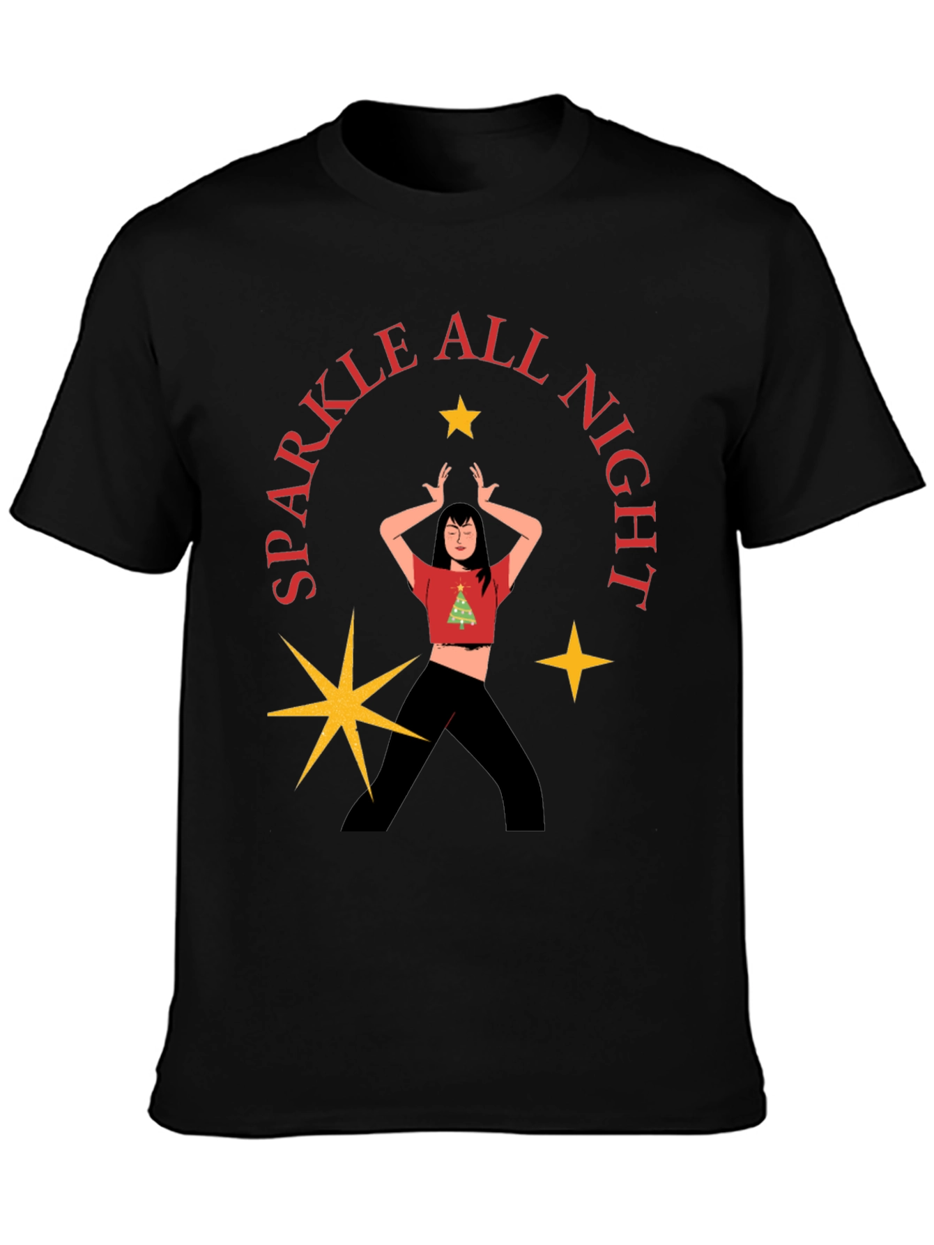 Camiseta Negra Festiva Sparkle All Night