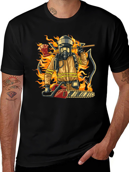 Camiseta Bombero con Motosierra y Hacha