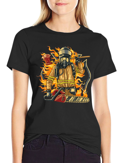Camiseta Bombero con Motosierra y Hacha