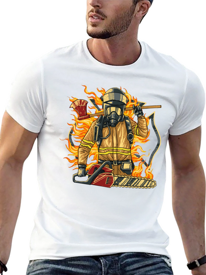 Camiseta Bombero con Motosierra y Hacha