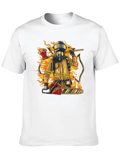 Camiseta Bombero con Motosierra y Hacha