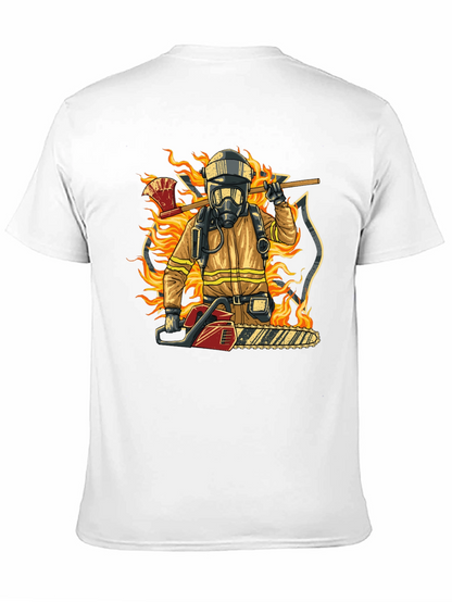 Camiseta Bombero con Motosierra y Hacha