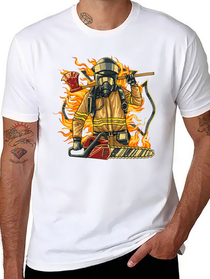 Camiseta Bombero con Motosierra y Hacha