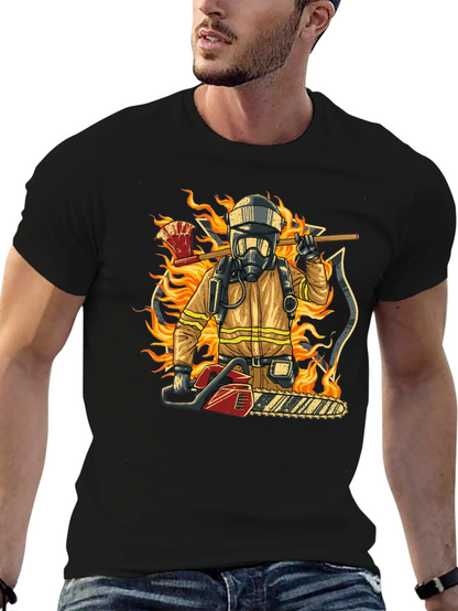 Camiseta Bombero con Motosierra y Hacha