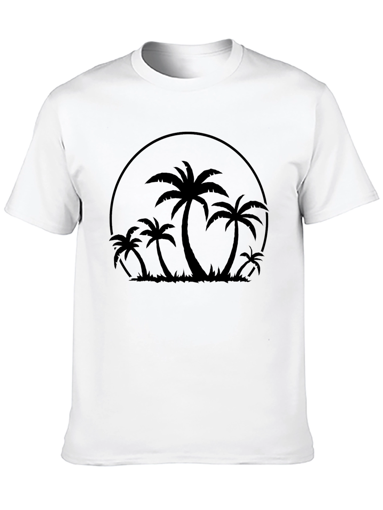 Camiseta Negra con Diseño de Palmeras Tropicales
