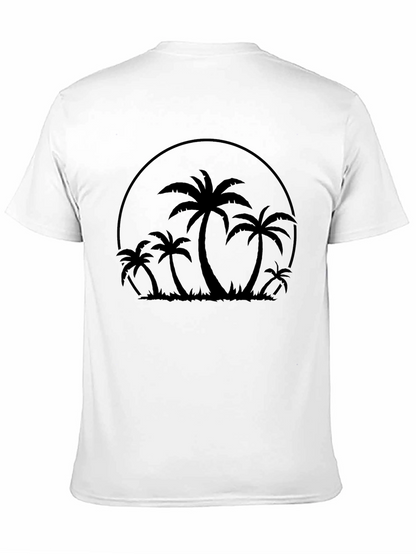 Camiseta Negra con Diseño de Palmeras Tropicales