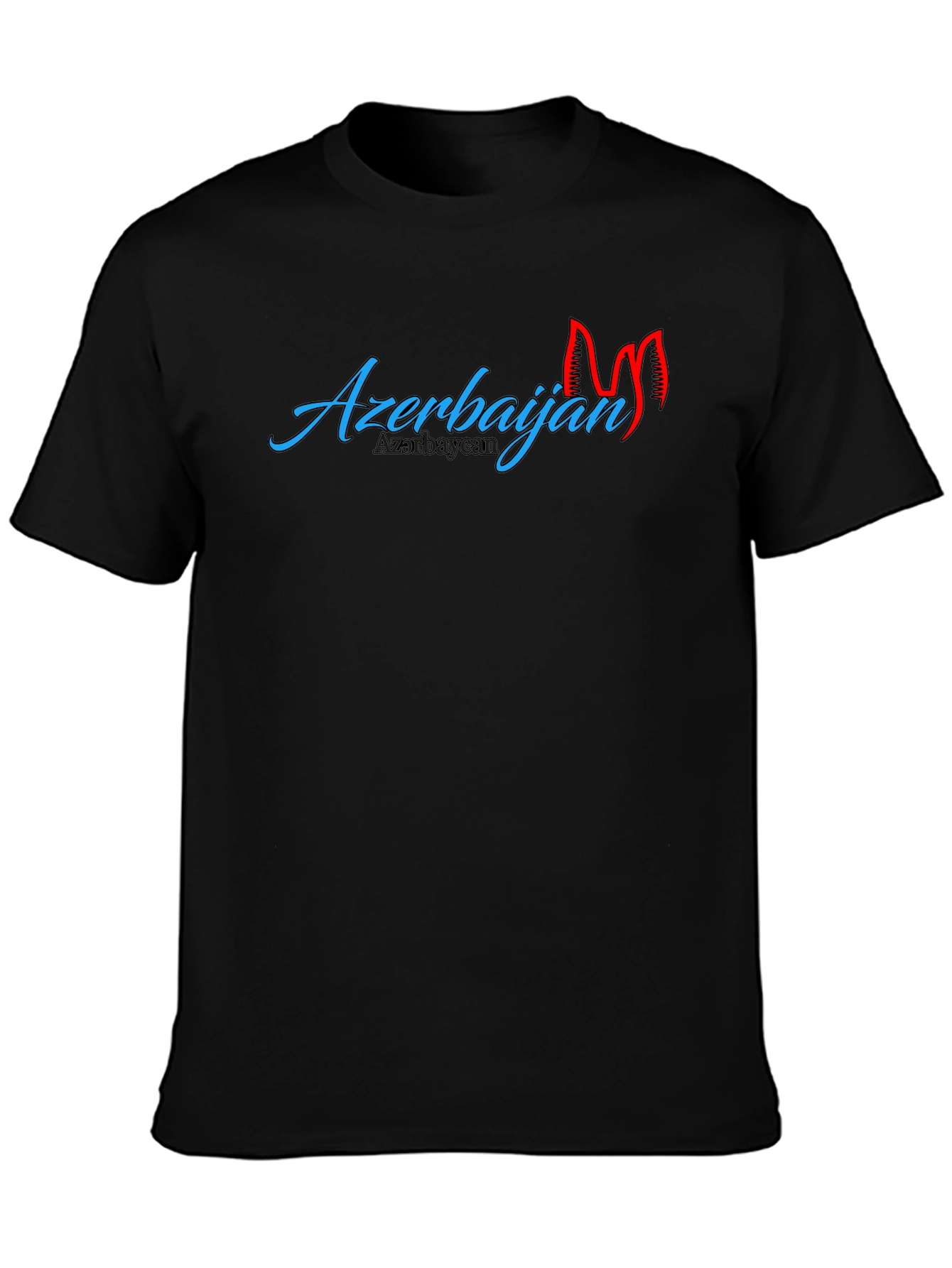 Camiseta Negra Azerbaijan Diseño Llamativo