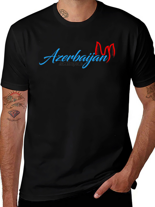 Camiseta Negra Azerbaijan Diseño Llamativo