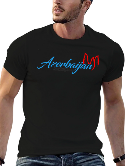 Camiseta Negra Azerbaijan Diseño Llamativo