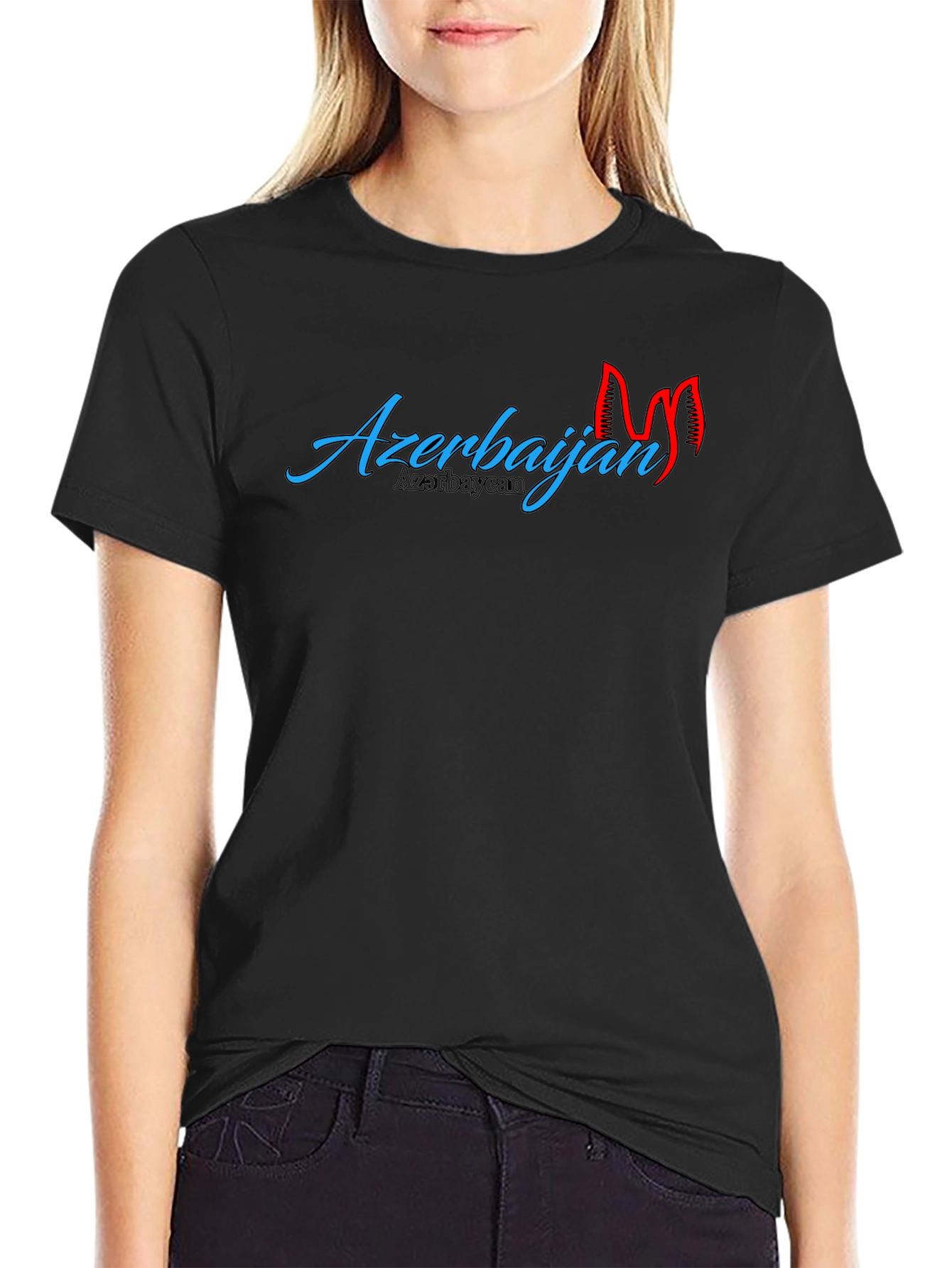 Camiseta Negra Azerbaijan Diseño Llamativo