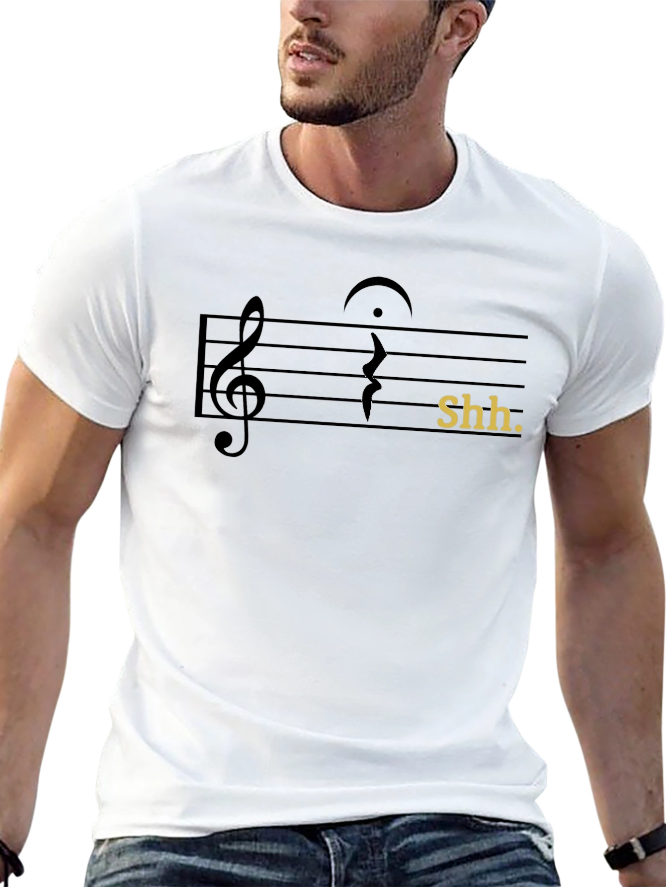 Camiseta Negra Shh Musical para Hombre