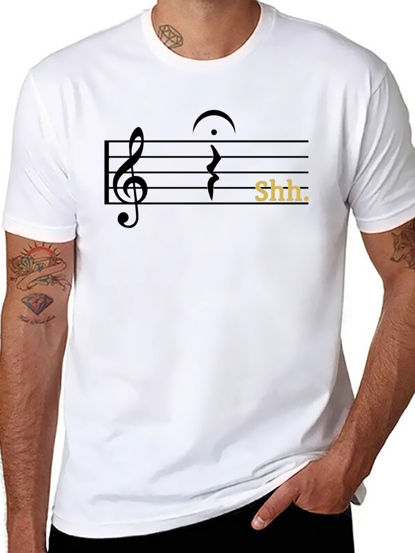 Camiseta Negra Shh Musical para Hombre