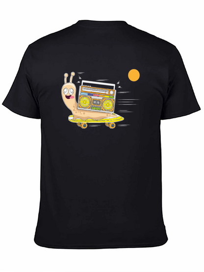 Camiseta Negra con Diseño de Caracol DJ en Patineta
