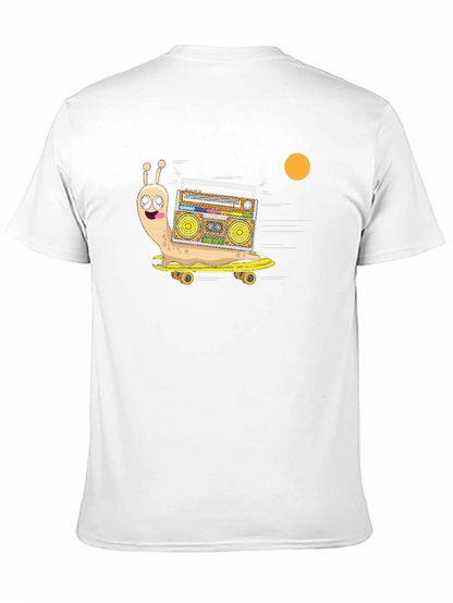 Camiseta Negra con Diseño de Caracol DJ en Patineta