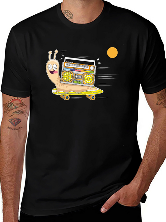 Camiseta Negra con Diseño de Caracol DJ en Patineta