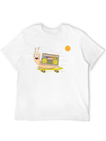 Camiseta Negra con Diseño de Caracol DJ en Patineta