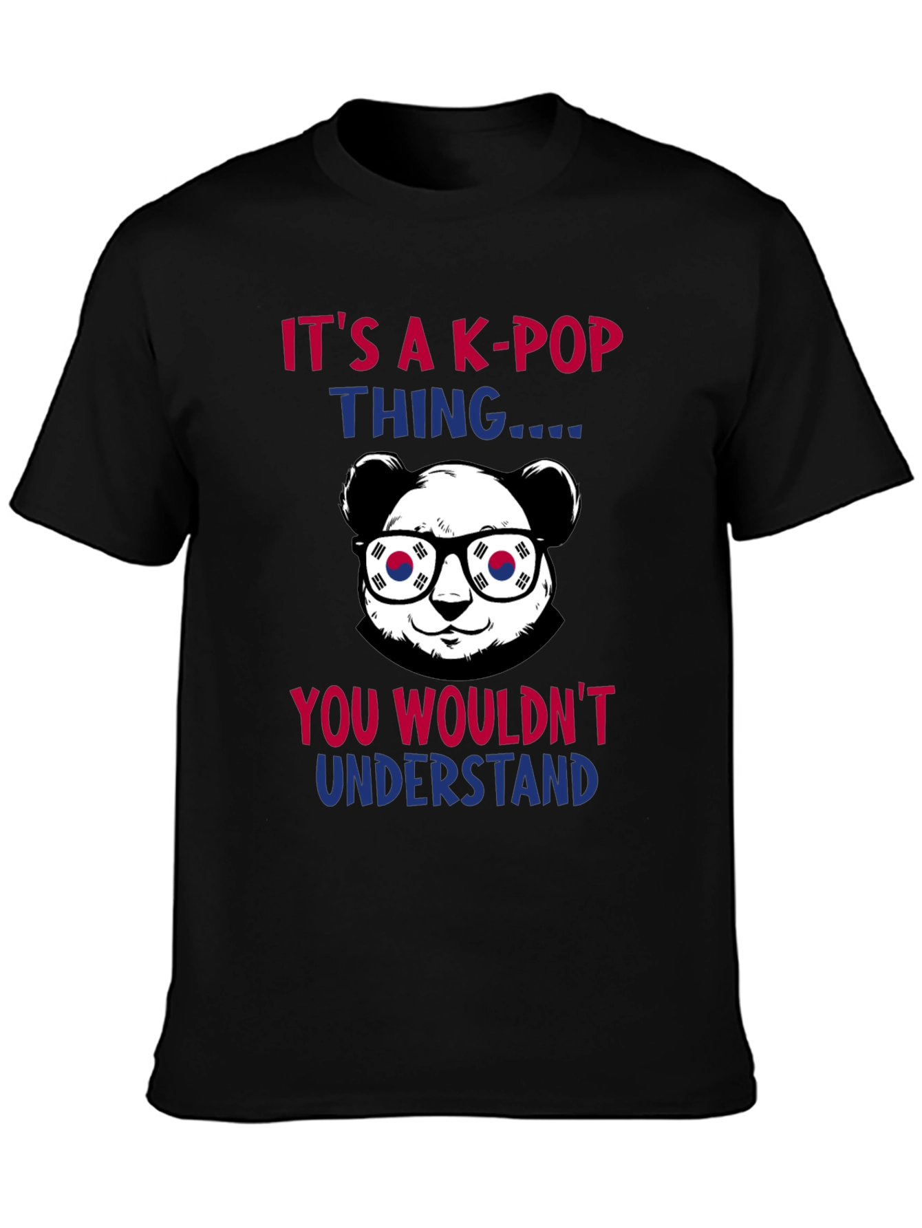 Camiseta Negra K-Pop Panda Coreano