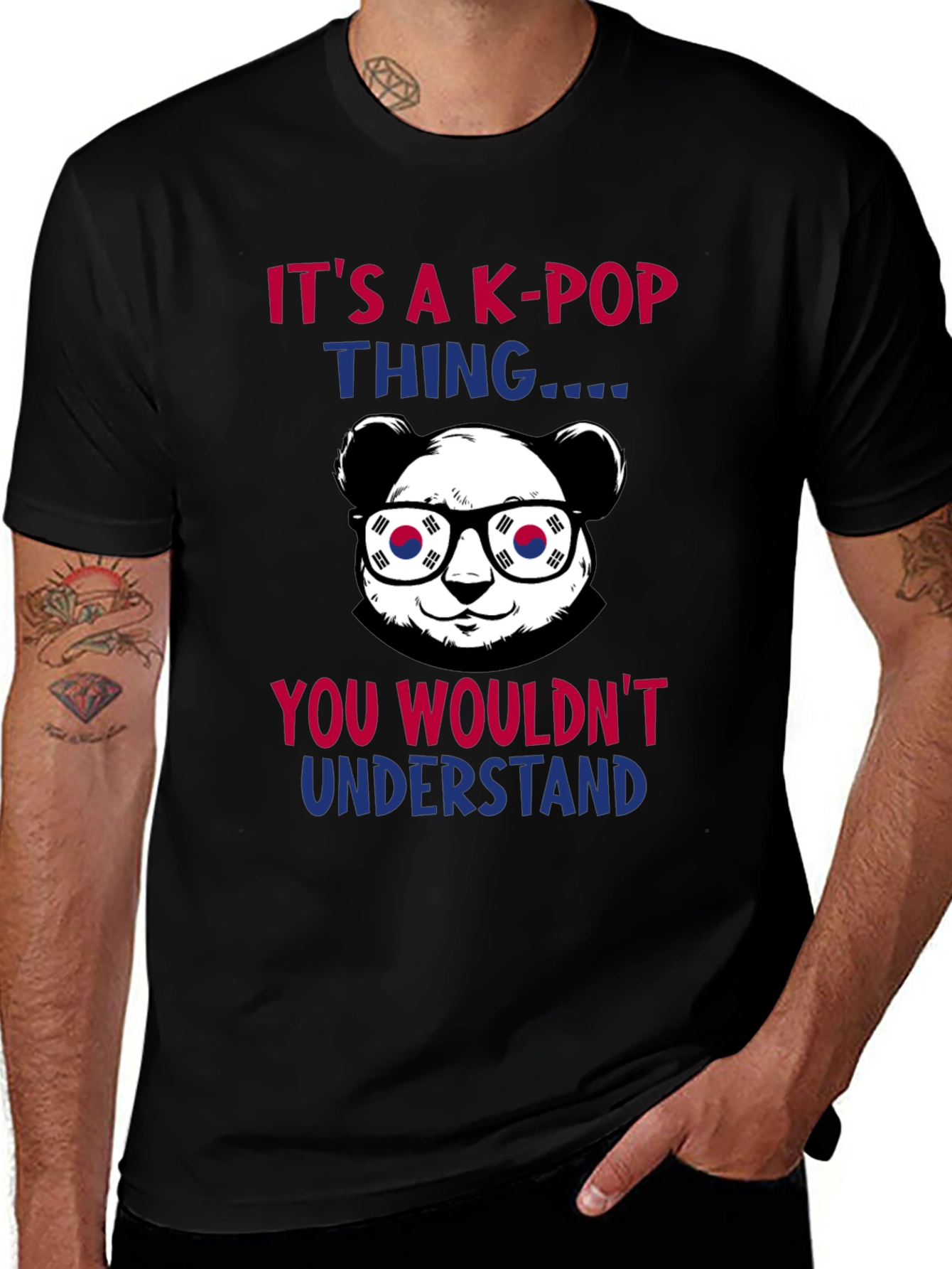 Camiseta Negra K-Pop Panda Coreano