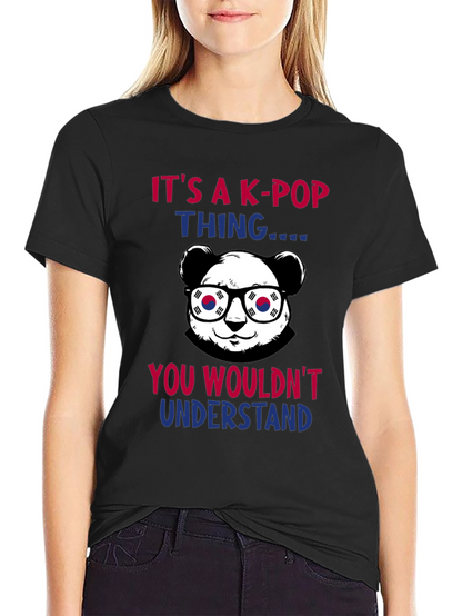 Camiseta Negra K-Pop Panda Coreano