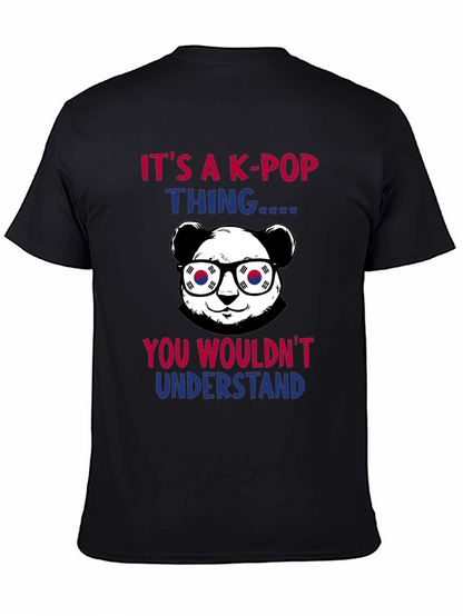 Camiseta Negra K-Pop Panda Coreano