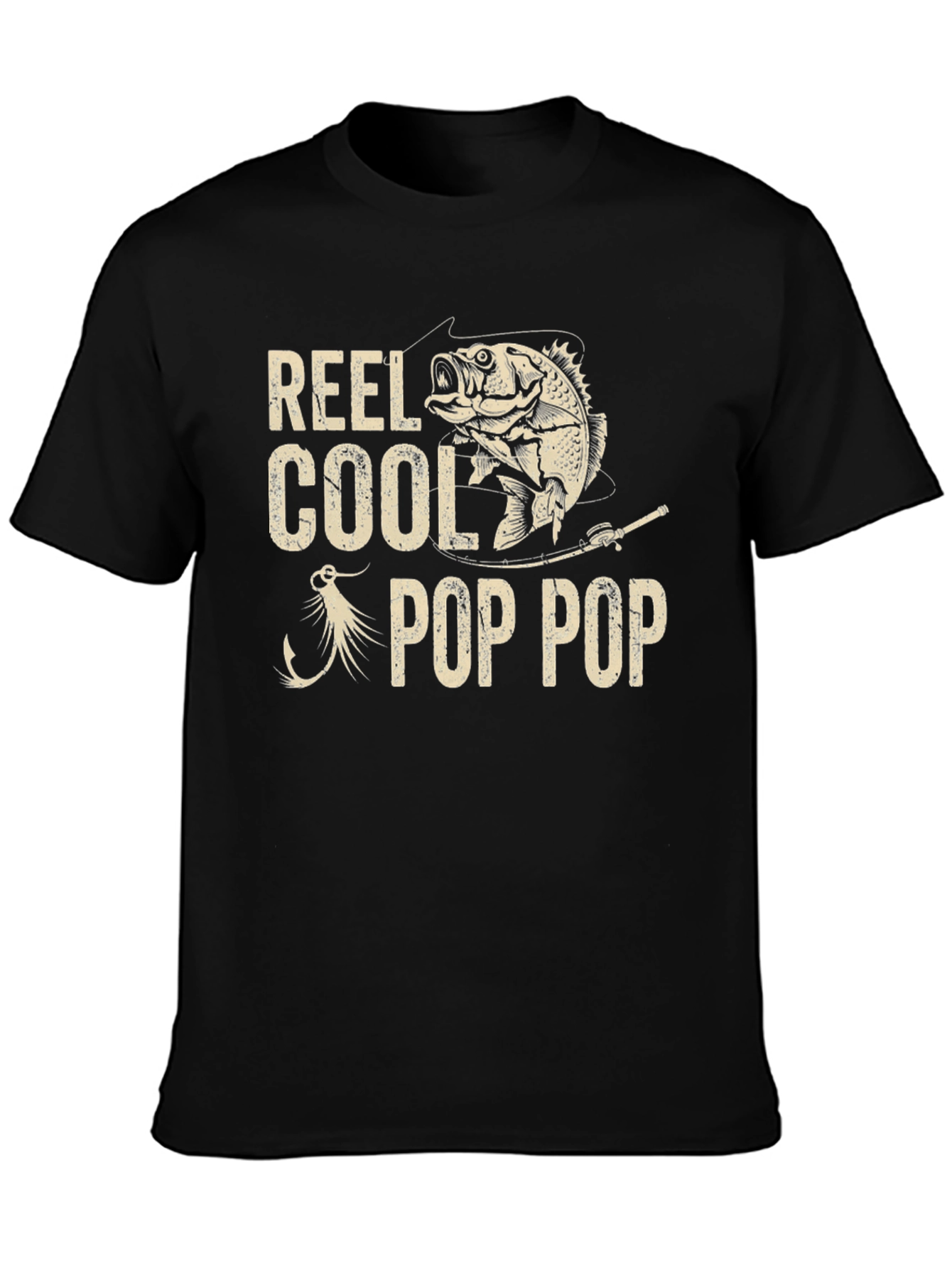 Camiseta Negra Reel Cool Pop Pop Pesca