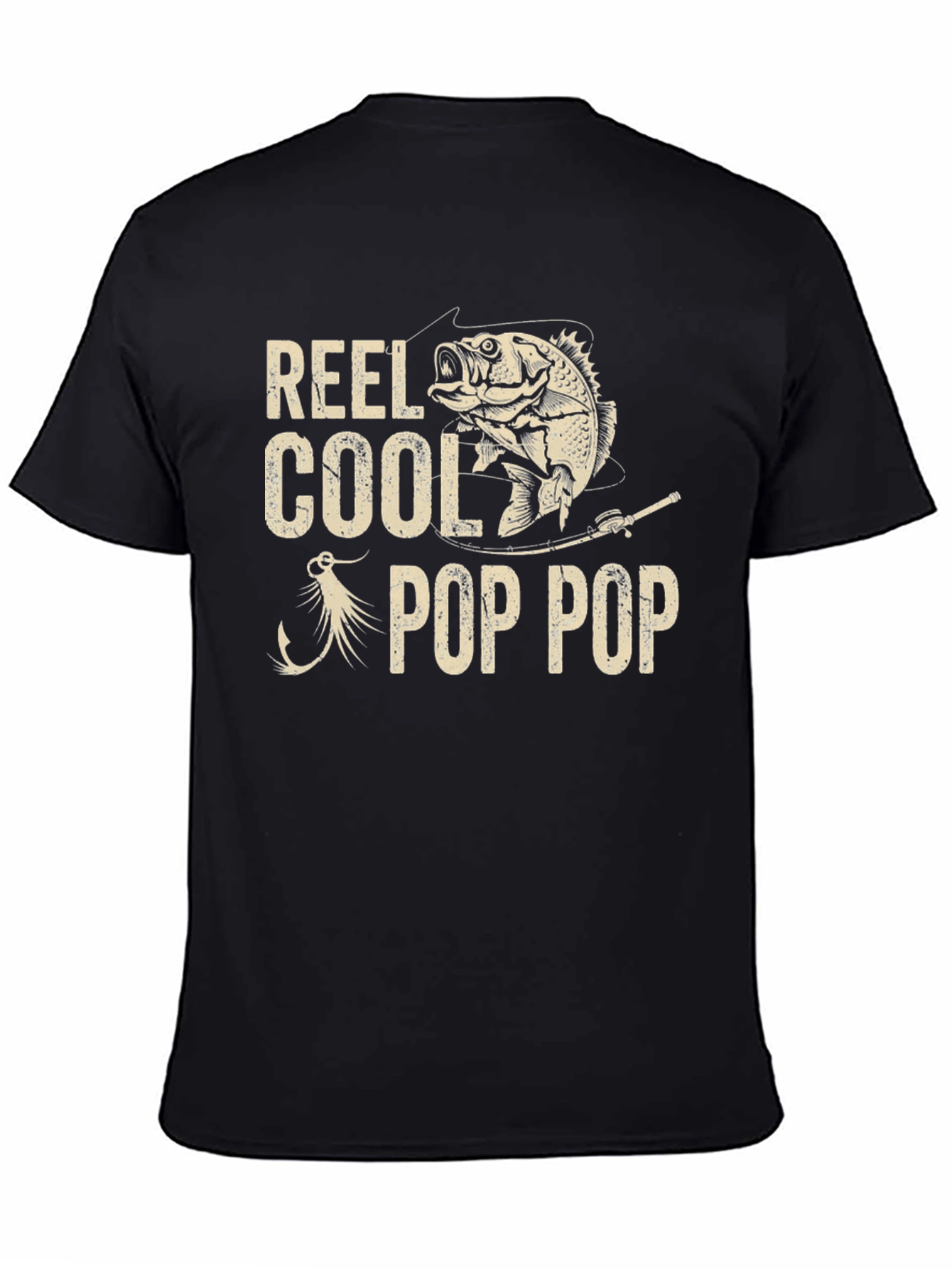 Camiseta Negra Reel Cool Pop Pop Pesca