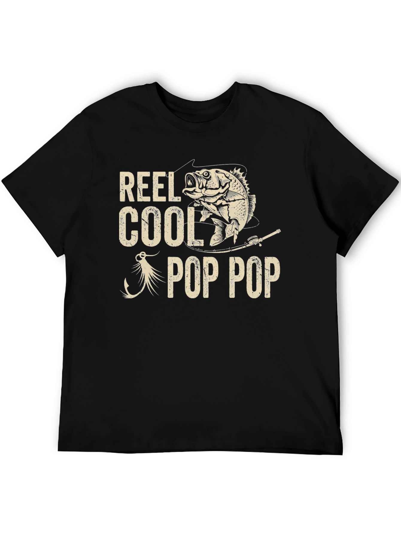 Camiseta Negra Reel Cool Pop Pop Pesca