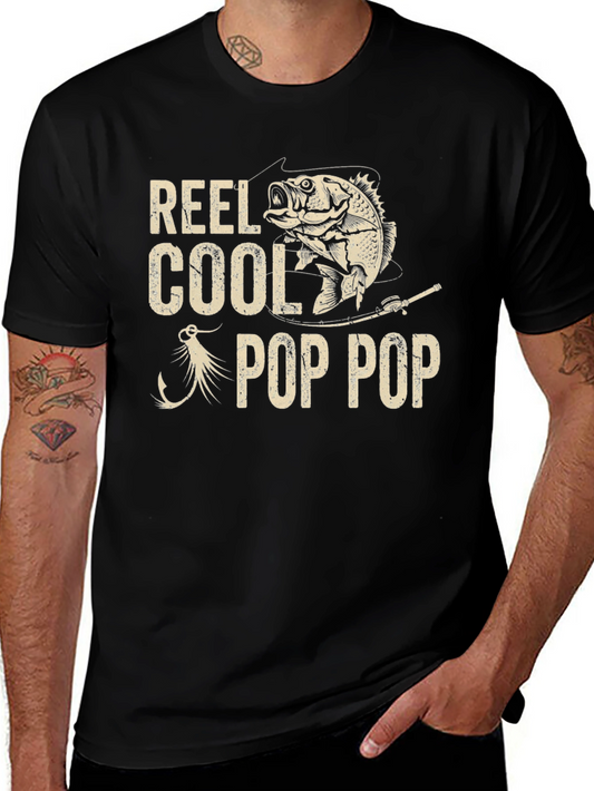Camiseta Negra Reel Cool Pop Pop Pesca