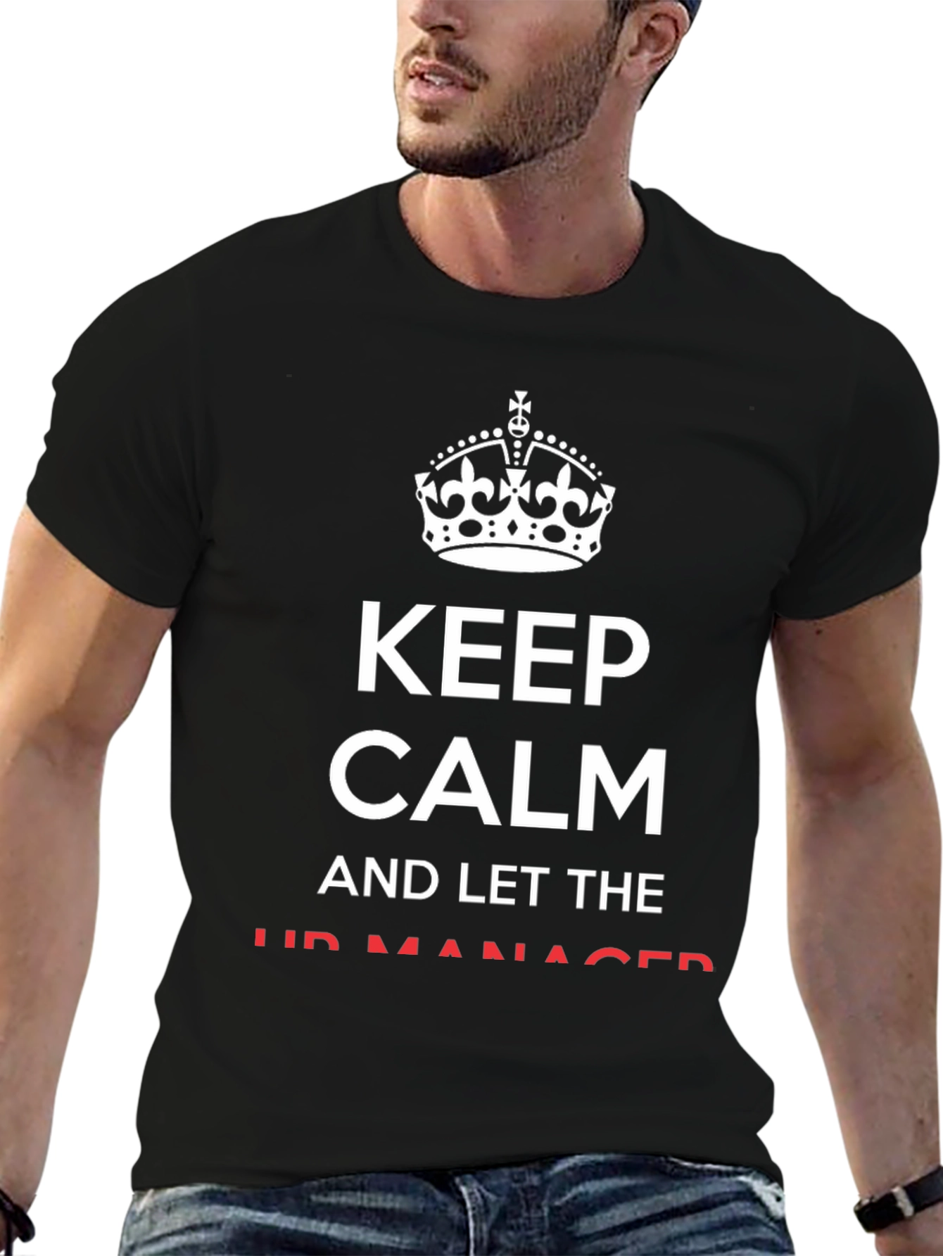 Camiseta Negra Keep Calm para el Jefe