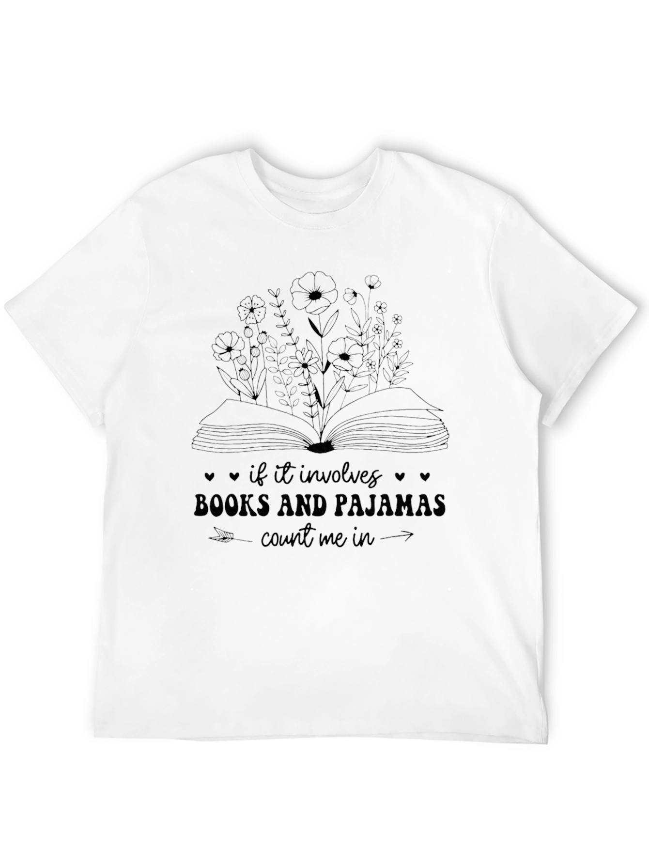 Camiseta Negra: Libros y Pijamas