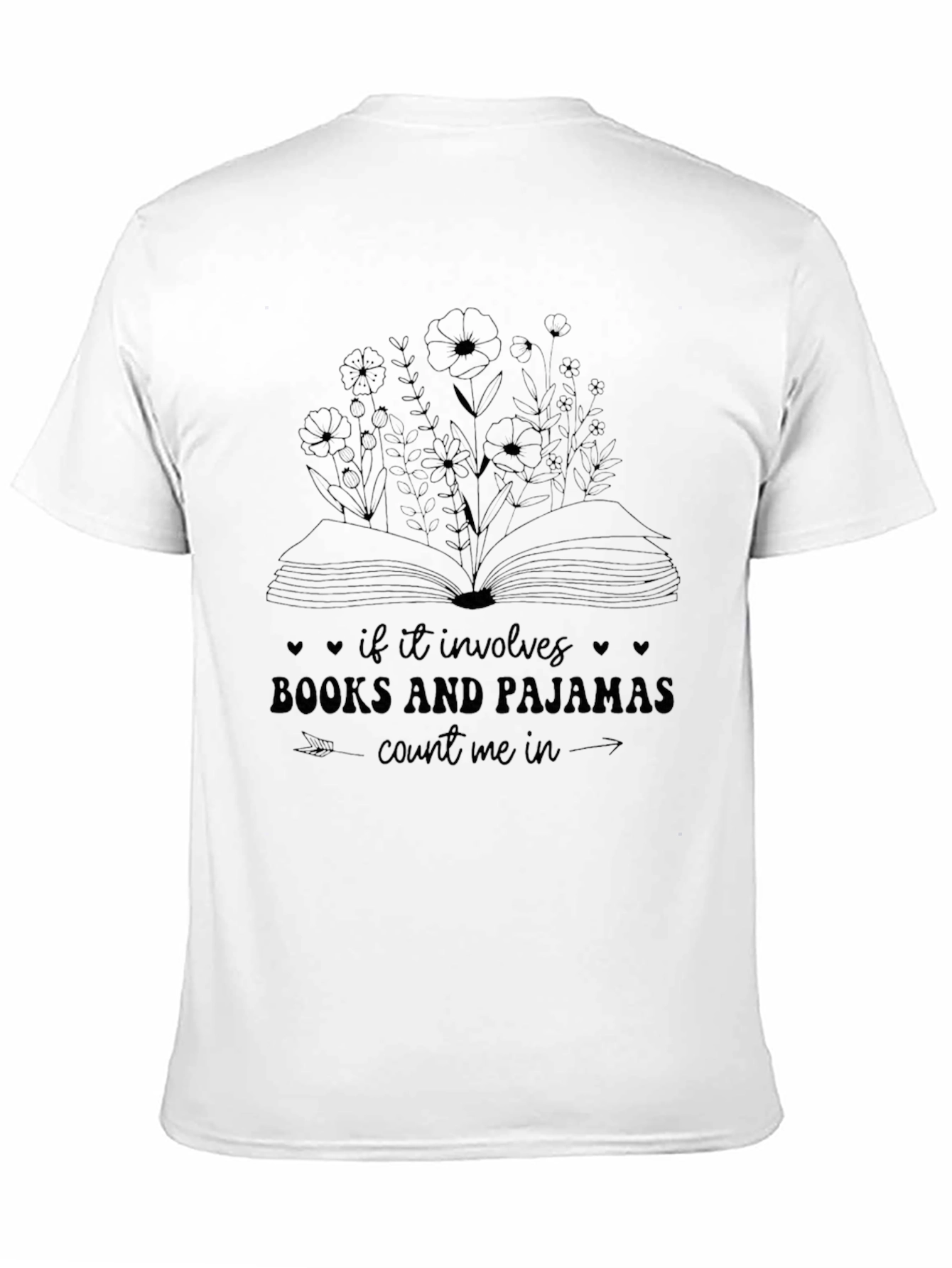 Camiseta Negra: Libros y Pijamas