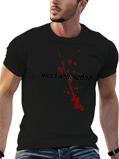 Camiseta Negra #KillTheUnicorn Estilo Sangriento
