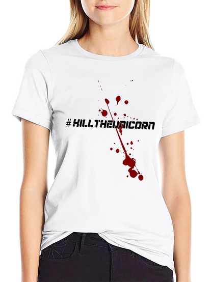 Camiseta Negra #KillTheUnicorn Estilo Sangriento