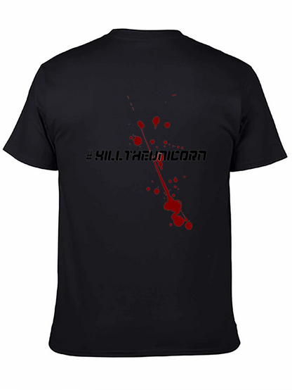 Camiseta Negra #KillTheUnicorn Estilo Sangriento