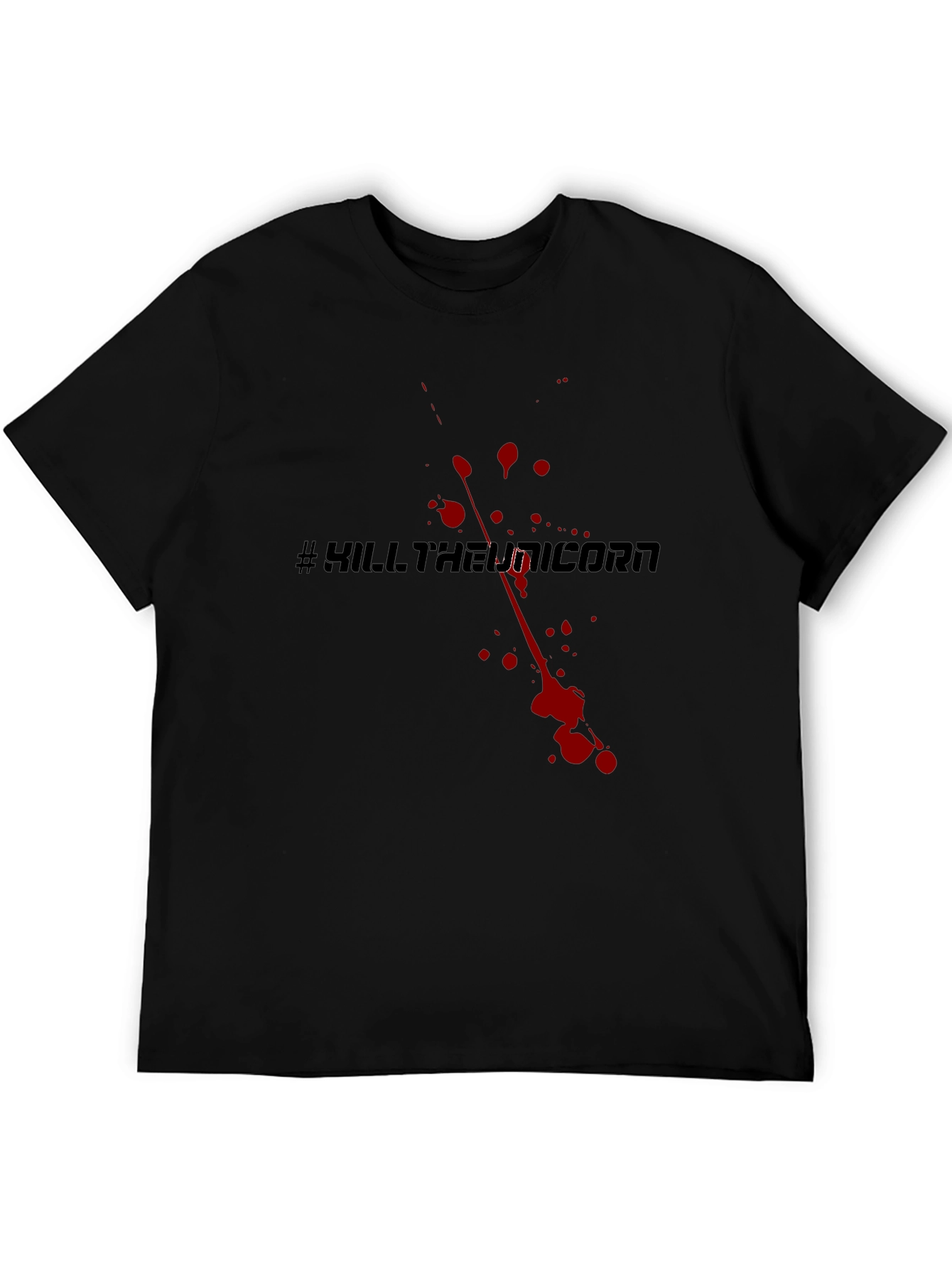 Camiseta Negra #KillTheUnicorn Estilo Sangriento