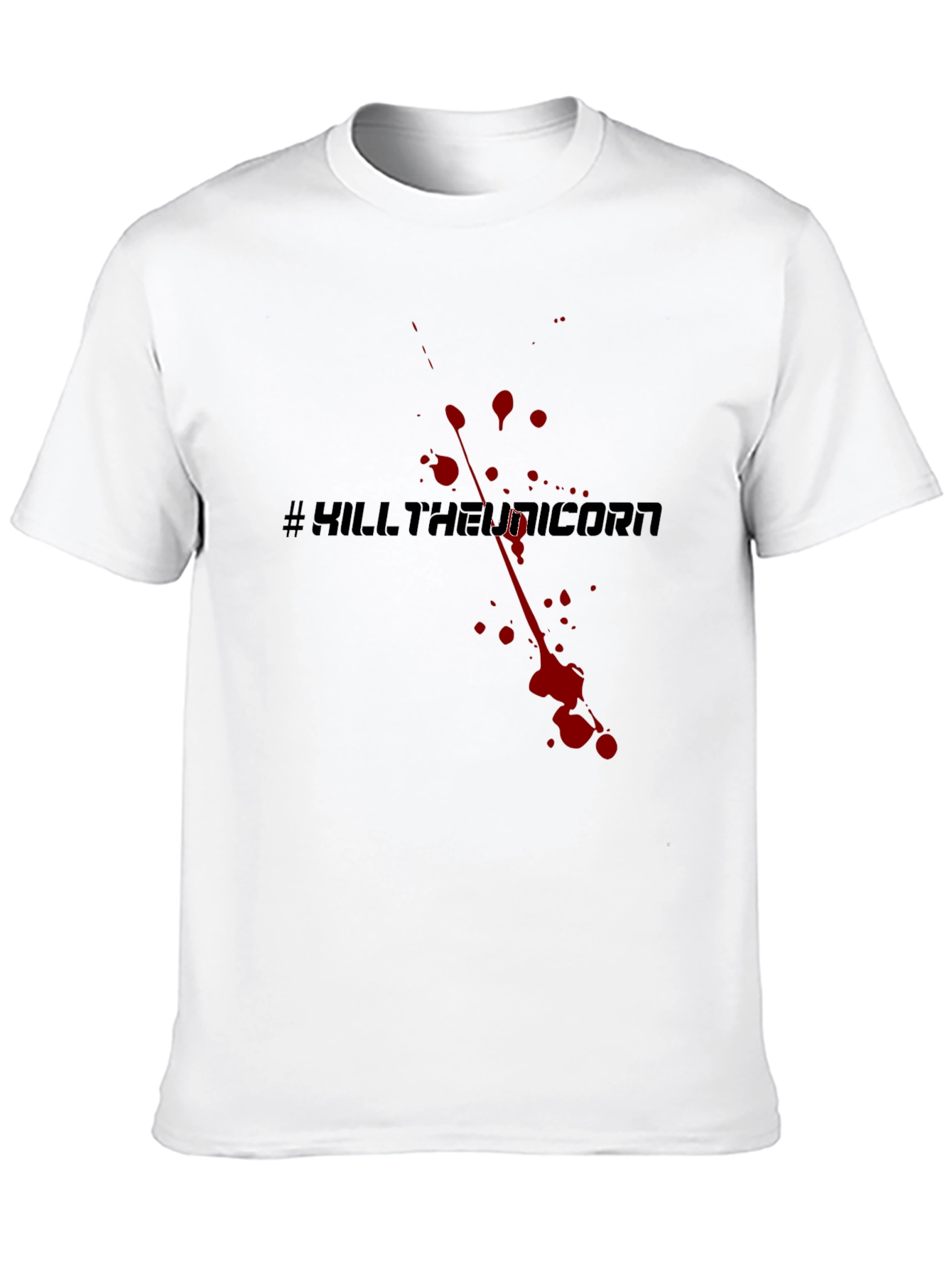 Camiseta Negra #KillTheUnicorn Estilo Sangriento
