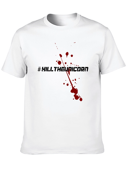 Camiseta Negra #KillTheUnicorn Estilo Sangriento
