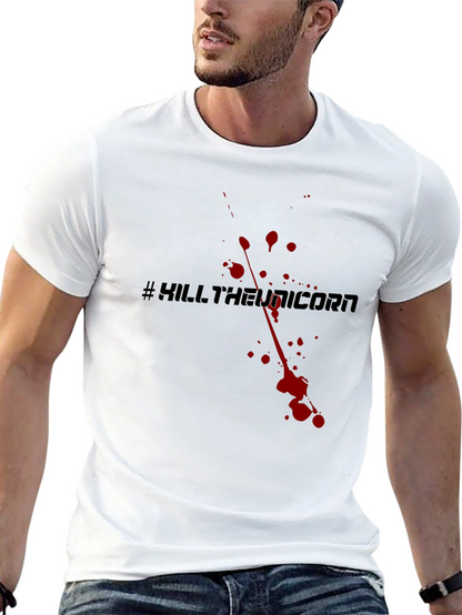 Camiseta Negra #KillTheUnicorn Estilo Sangriento