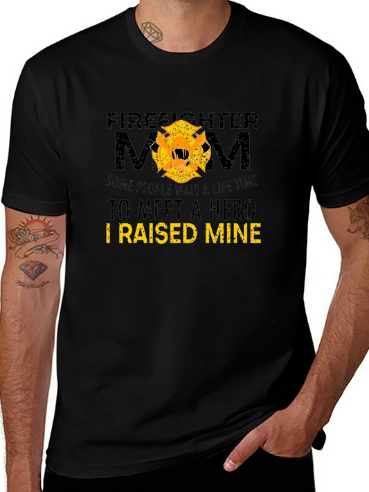 Camiseta Negra Mamá Bombera - Yo Crié a Mi Héroe