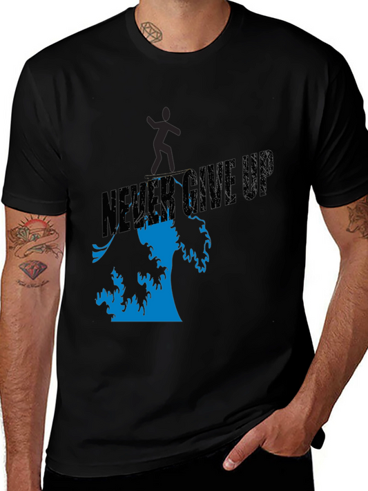 Camiseta Negra Never Give Up Hombre