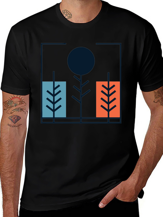 Camiseta Negra con Diseño Abstracto Moderno
