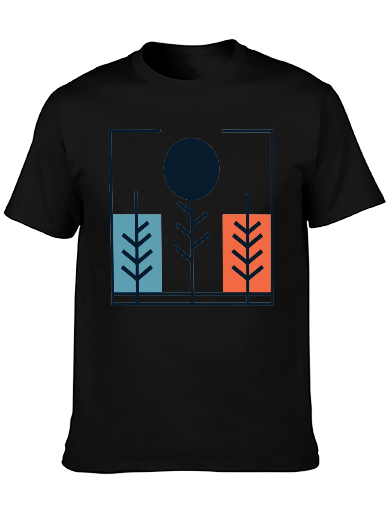 Camiseta Negra con Diseño Abstracto Moderno