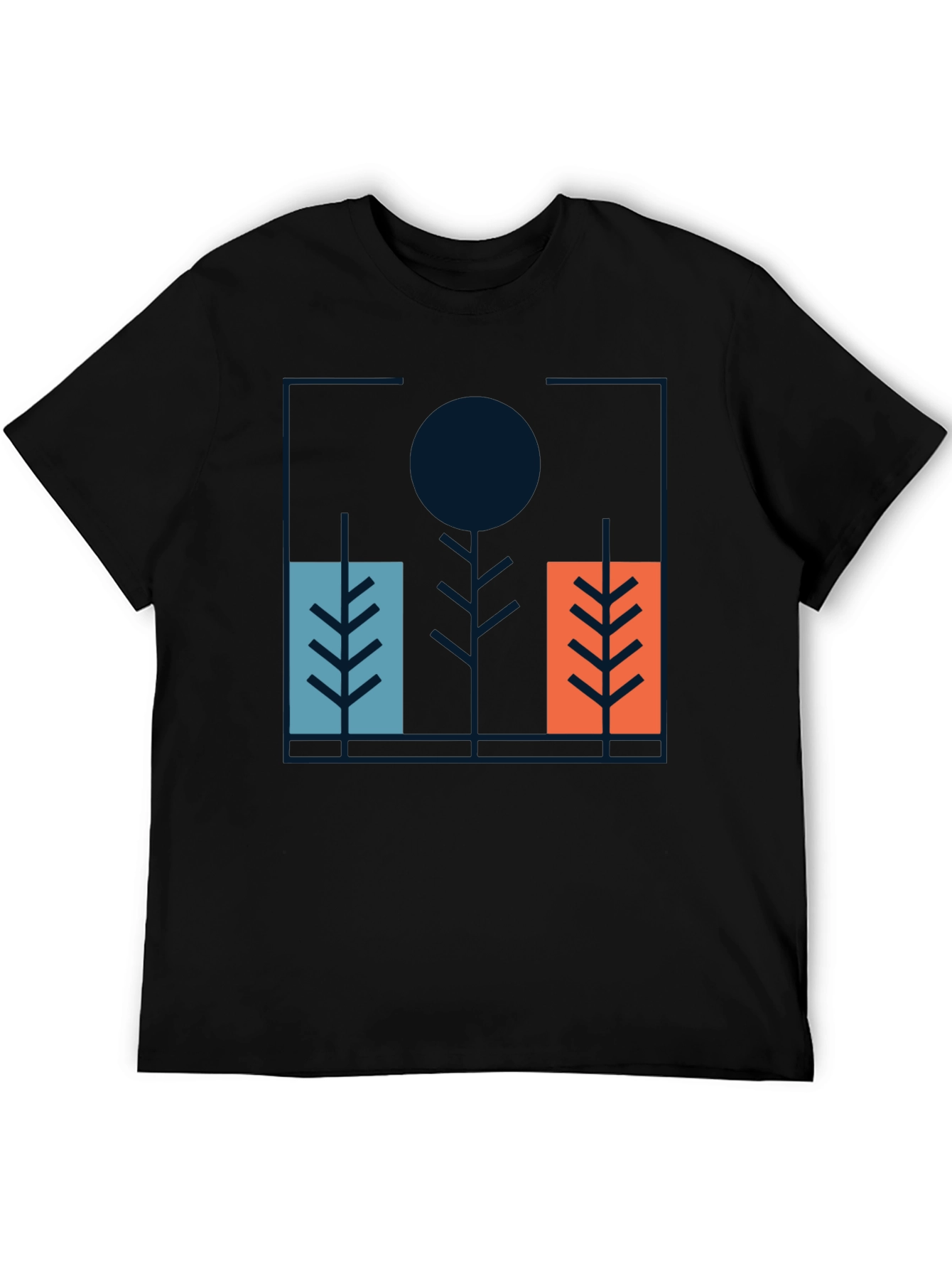 Camiseta Negra con Diseño Abstracto Moderno