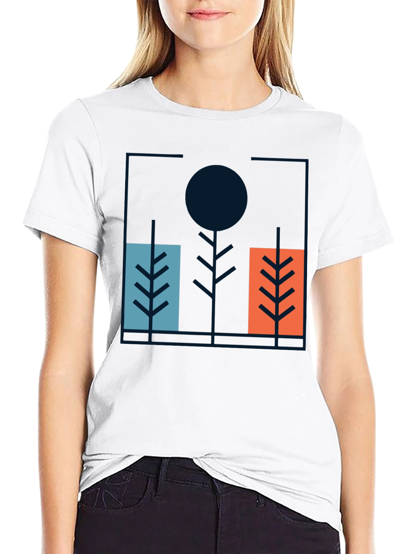 Camiseta Negra con Diseño Abstracto Moderno